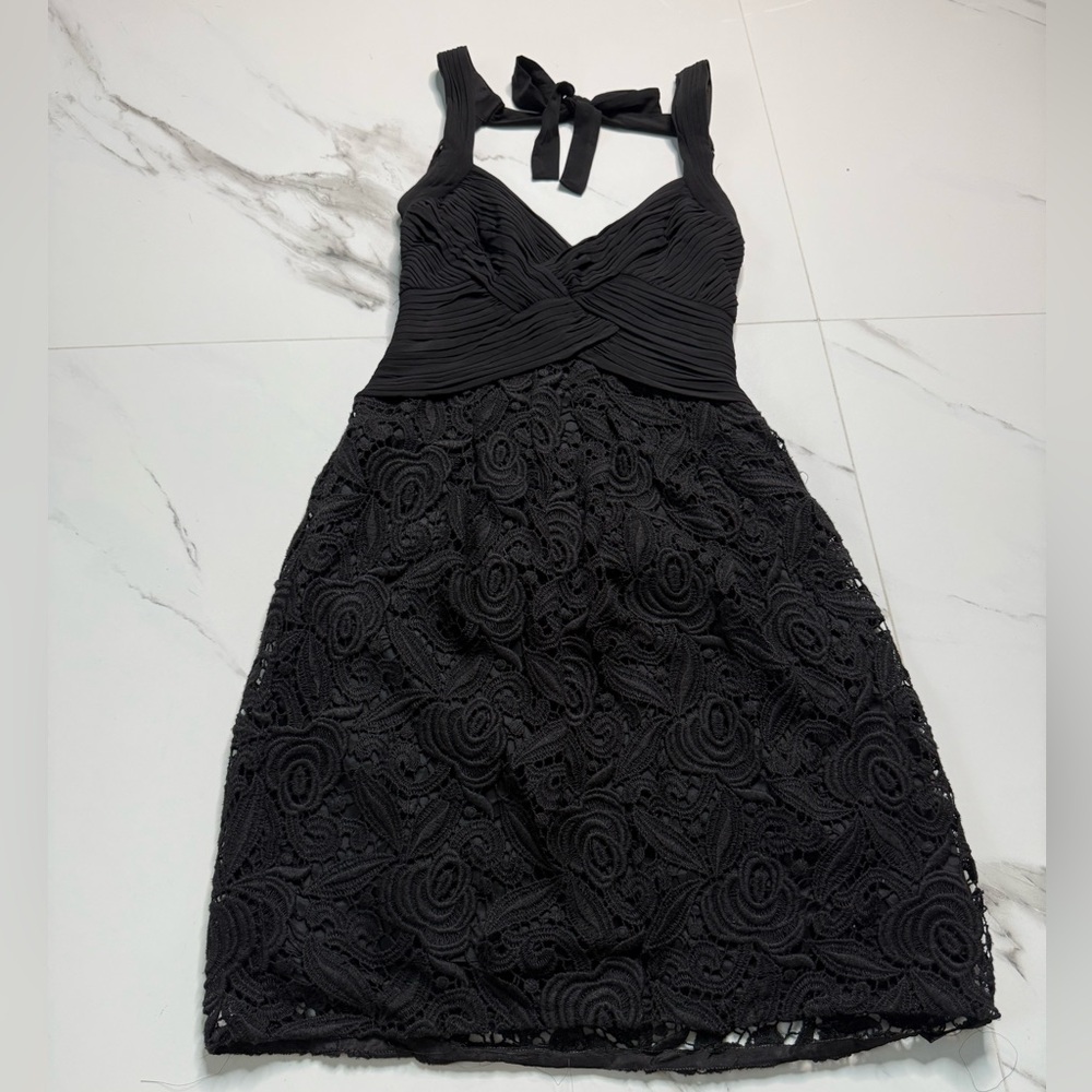 BCBGMaxAzria Black Backless Lace Dress